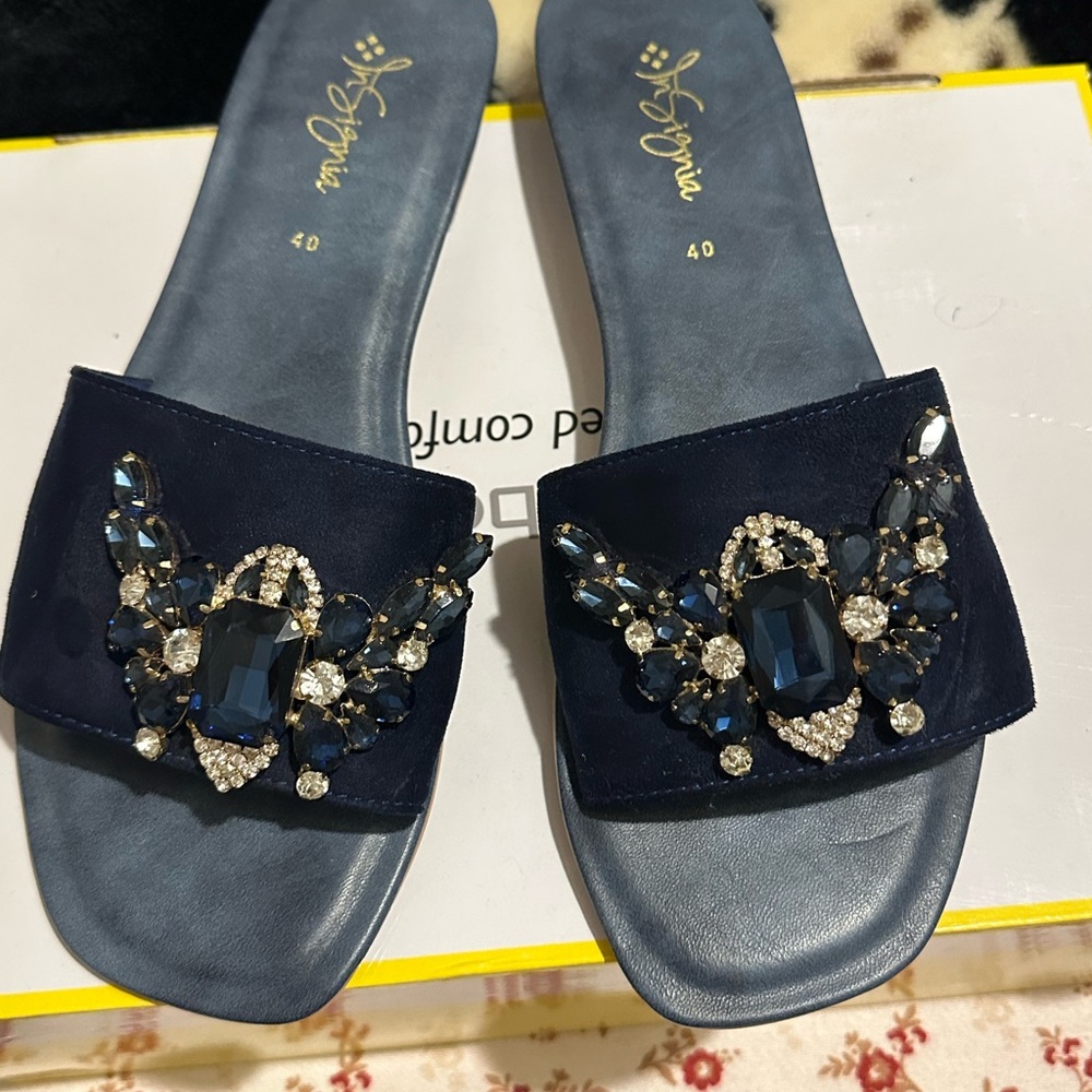 Stylish Navy Embellished Sandals
